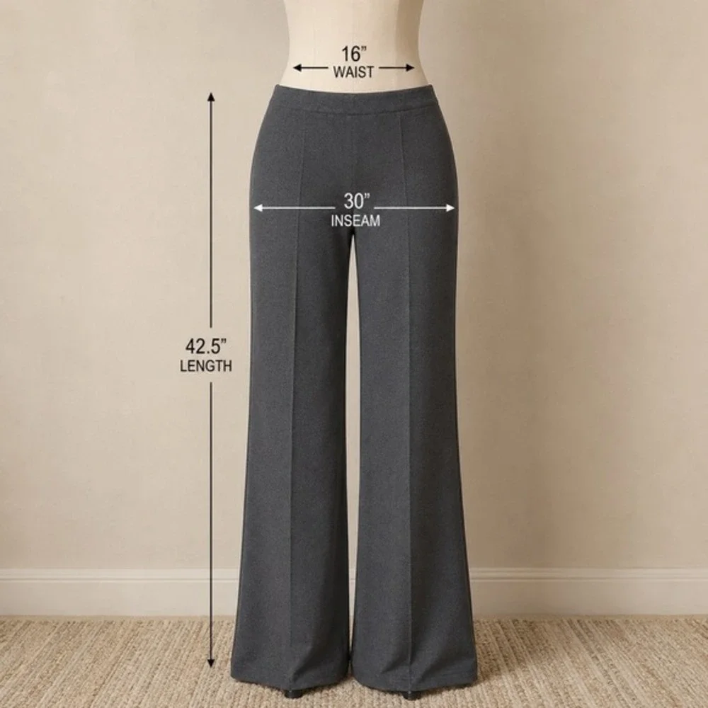 Cato Grey Wide Leg Dress Pants Contemporary Pintuck Trousers Slacks Workwear M